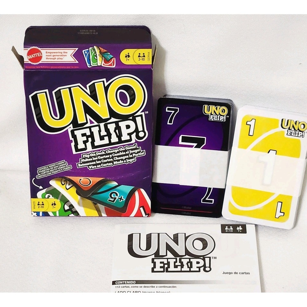 Mattel UNO Flip Double Sided Card Game for 2-10 Players Ages 7Y+ open box